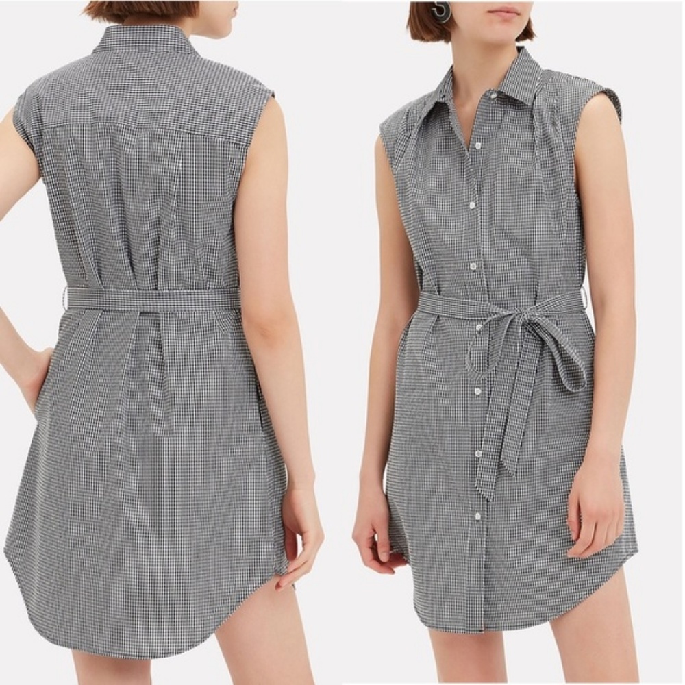 Frame Gingham Sleeveless Shirt Dress SZ S NWOT